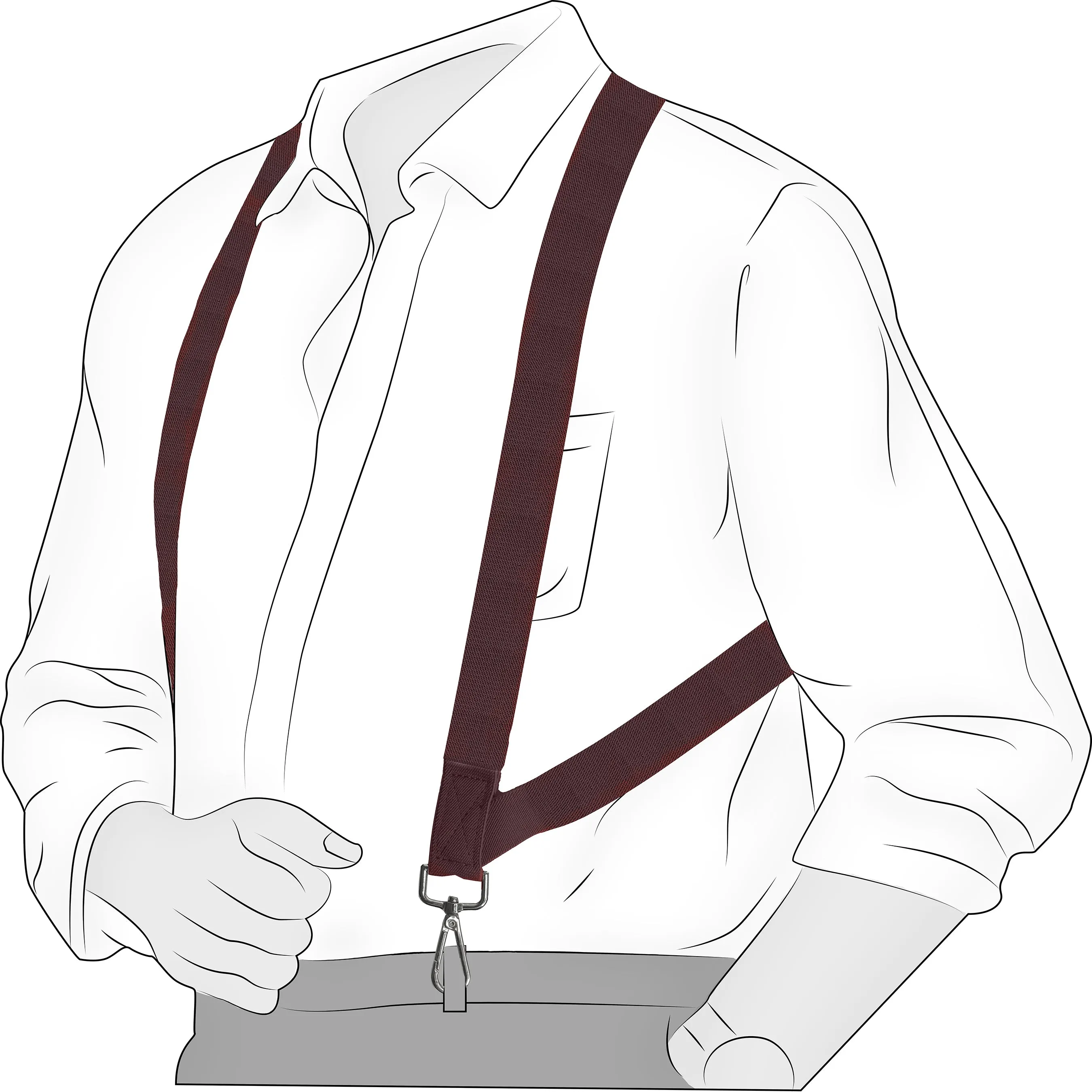 Chokore X-shaped Snap Hook Suspenders (Coffee)