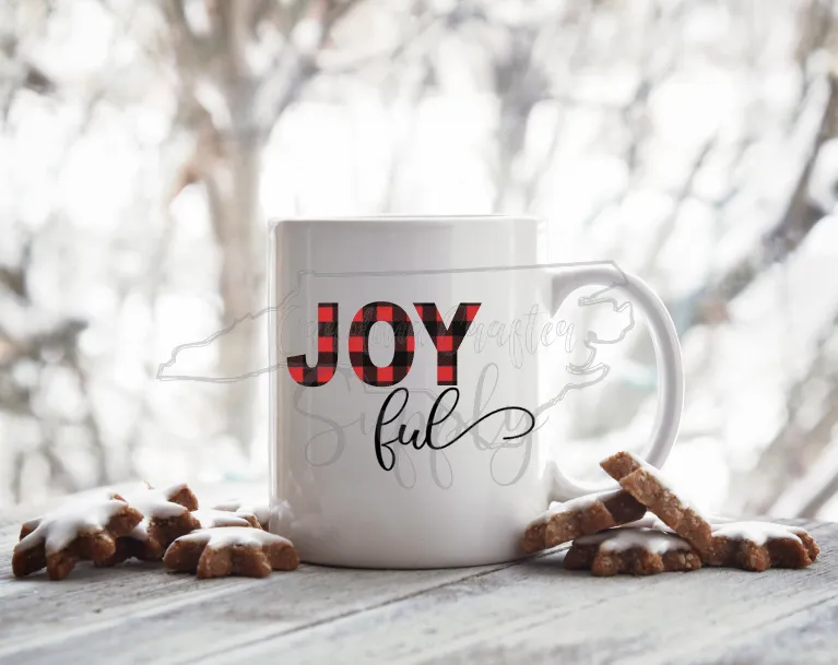 Christmas Sublimation Design - Buffalo Plaid Christmas PNG Joy Shirt Design Christmas Mug Design Christmas Shirt Design