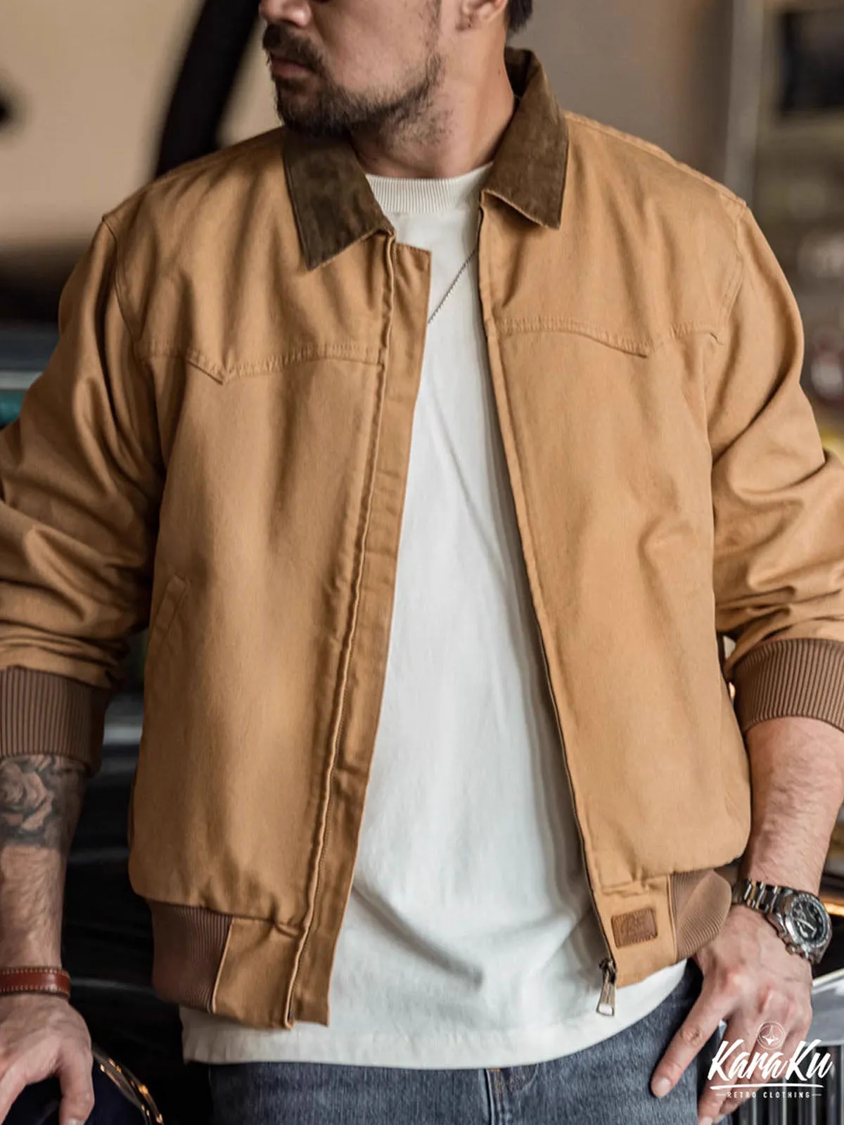 Classic Corduroy Collar Canvas Santa Fe Jacket