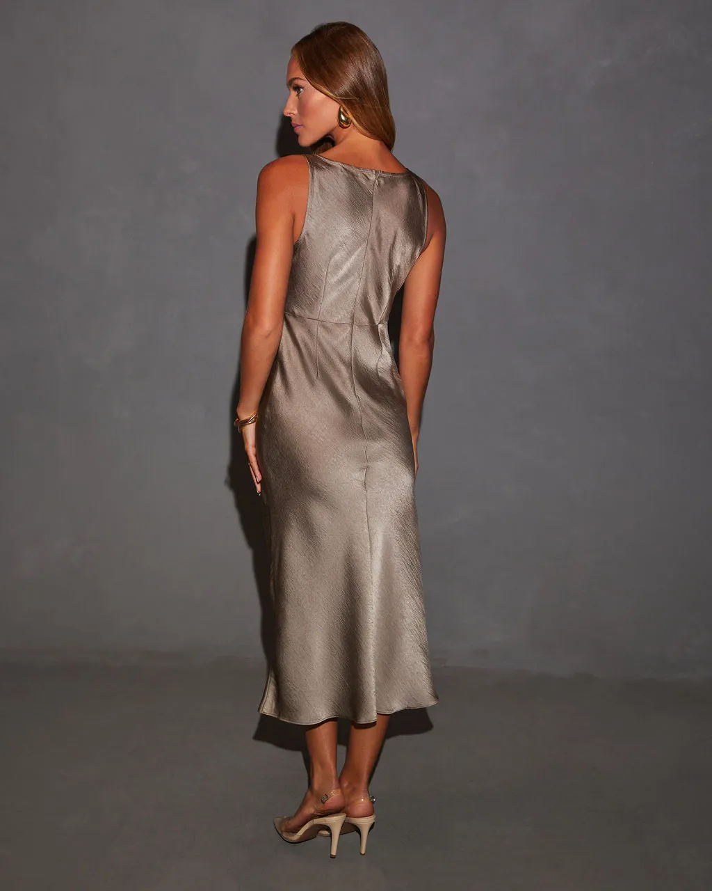 Coastal Crusader Cowl Neck Slip Midi Dress