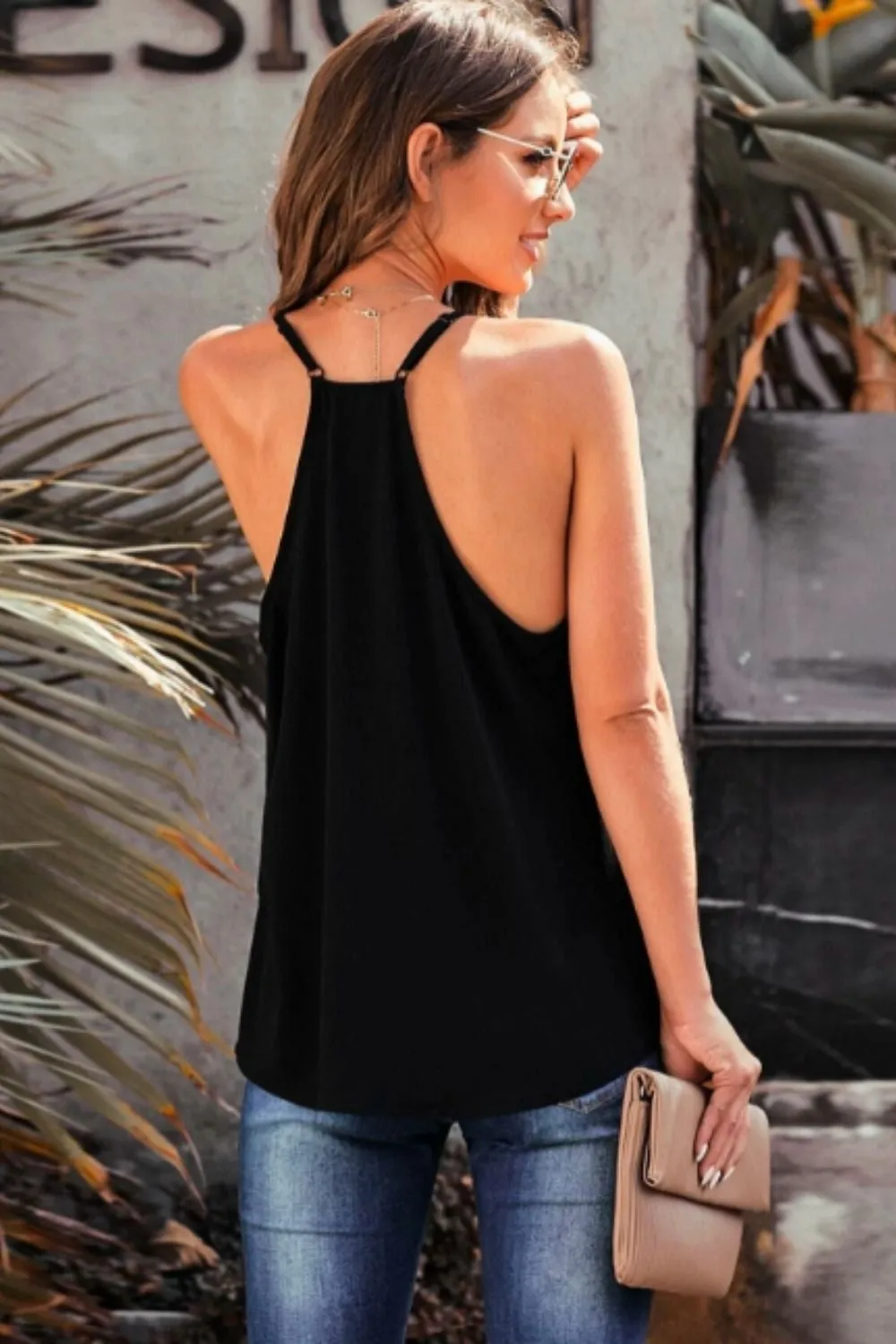 Contrast Panel Racer Back Cami Top