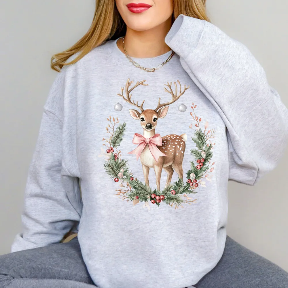 Coquette Reindeer Christmas Crewneck Sweatshirt