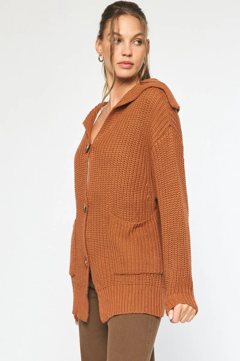 Cozy Couture Knit Cardigan - Rust