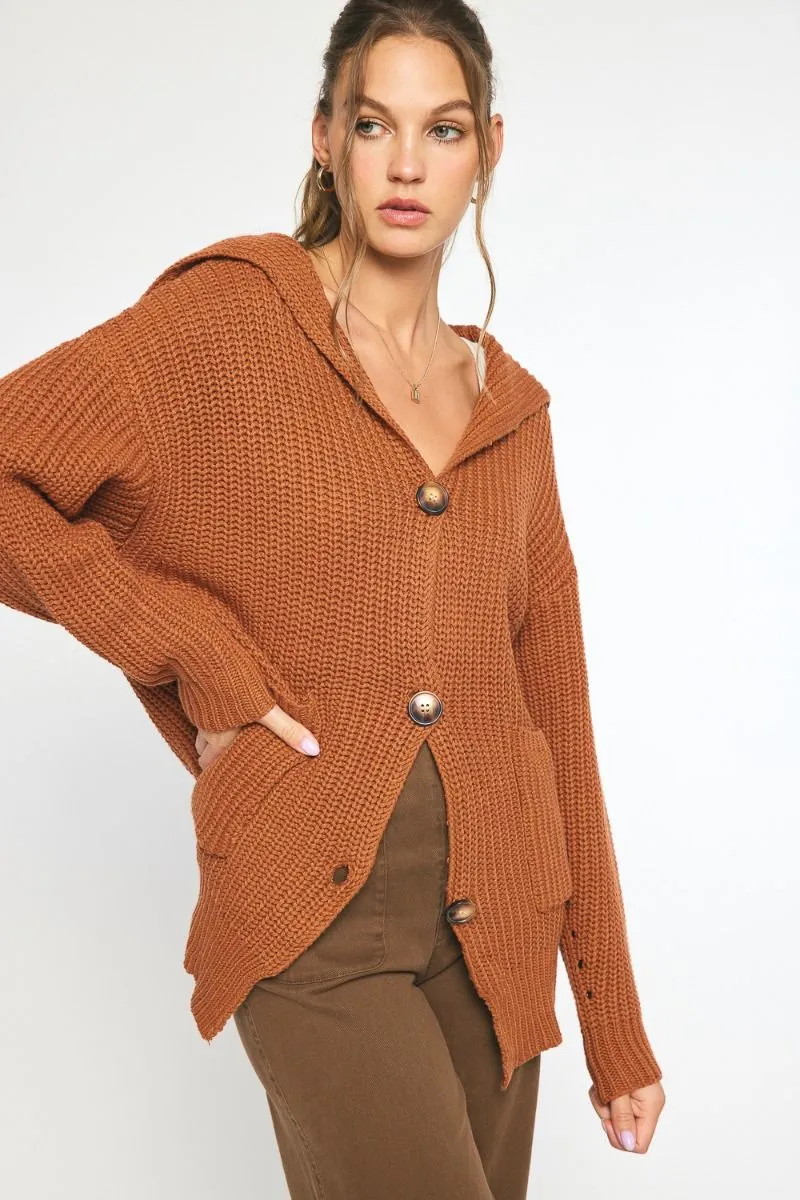 Cozy Couture Knit Cardigan - Rust