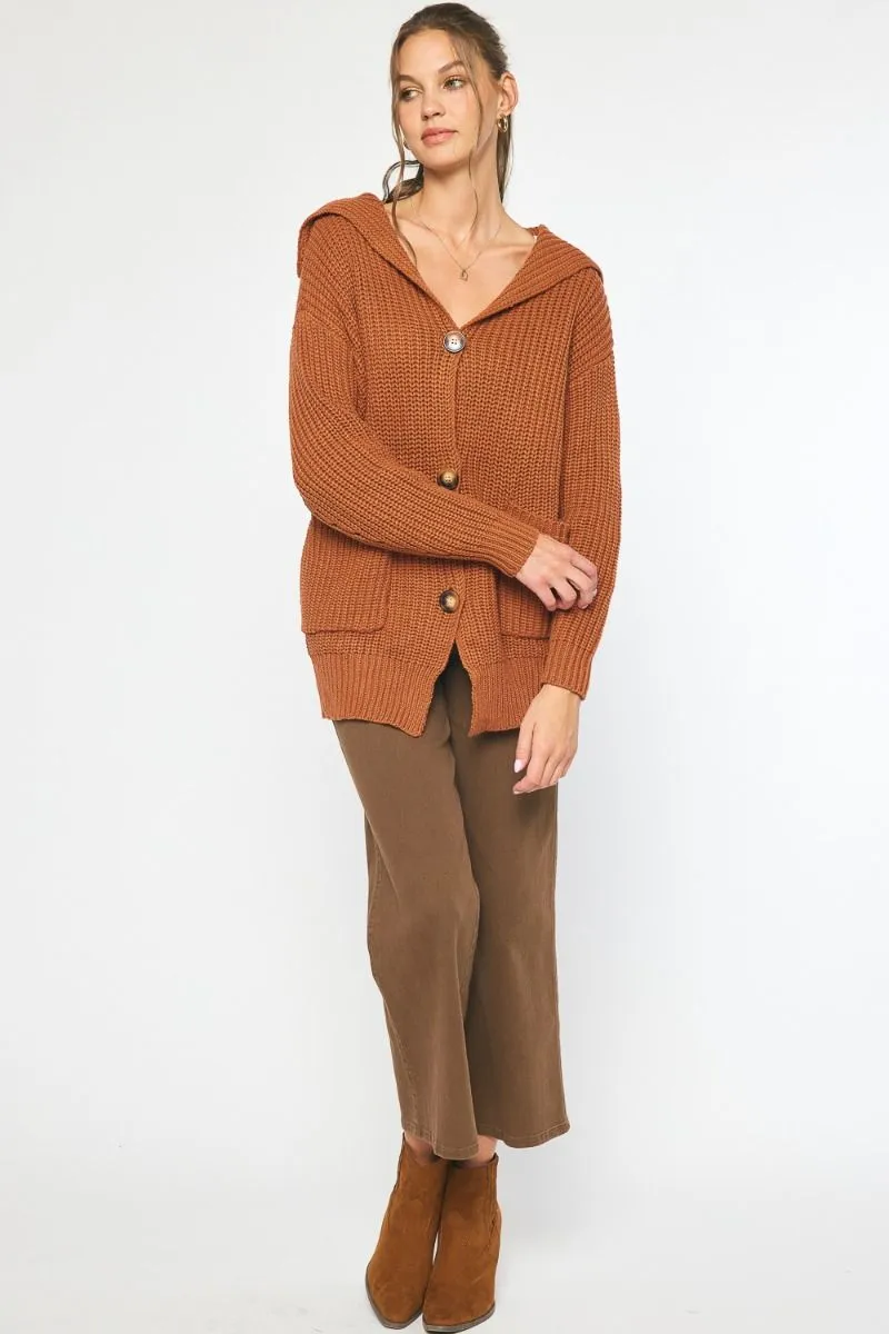 Cozy Couture Knit Cardigan - Rust