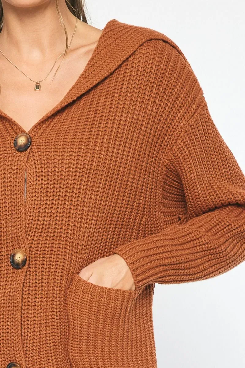 Cozy Couture Knit Cardigan - Rust