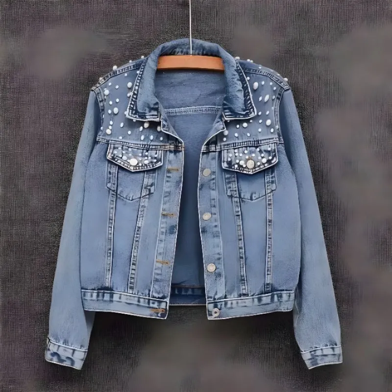 Custom Denim Pearl Jean Jacket