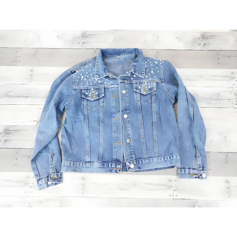 Custom Denim Pearl Jean Jacket