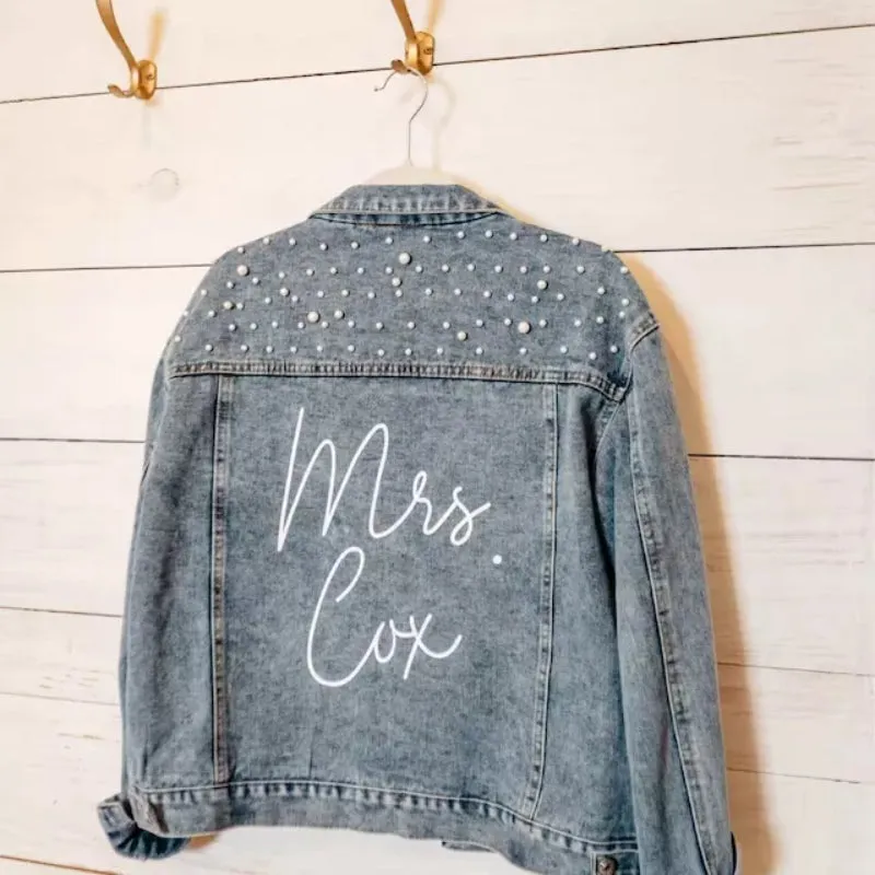 Custom Denim Pearl Jean Jacket