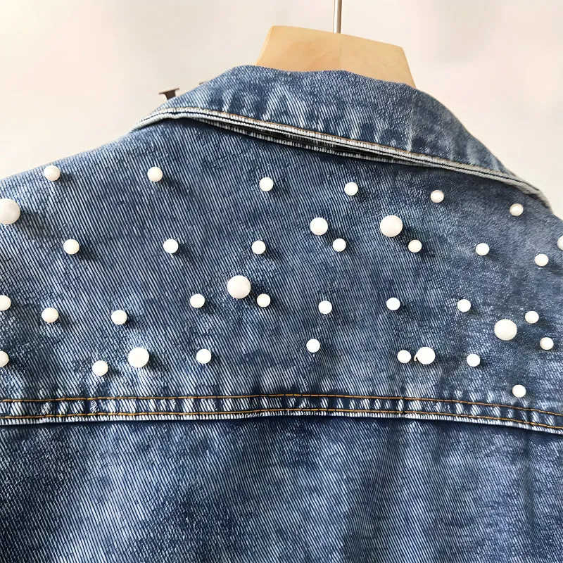 Custom Denim Pearl Jean Jacket