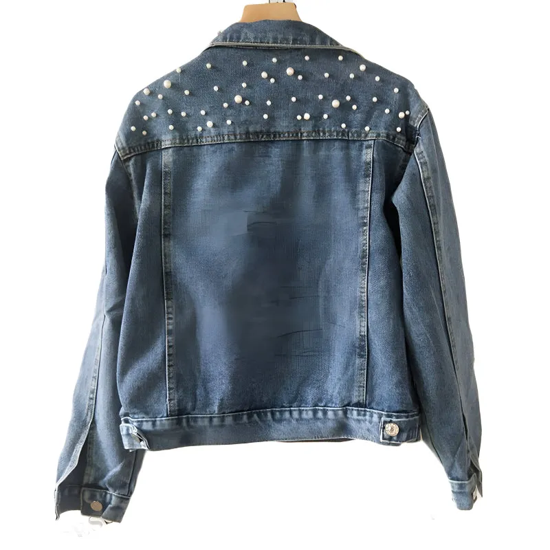 Custom Denim Pearl Jean Jacket