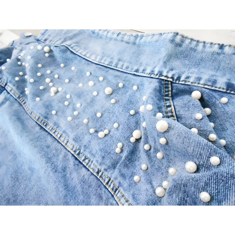 Custom Denim Pearl Jean Jacket