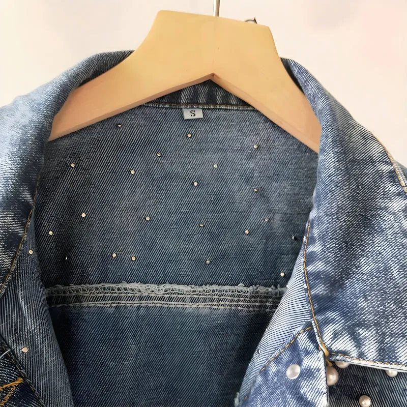 Custom Denim Pearl Jean Jacket