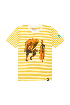 Dandadan Angry Granny Stripe Tee - Yellow/White