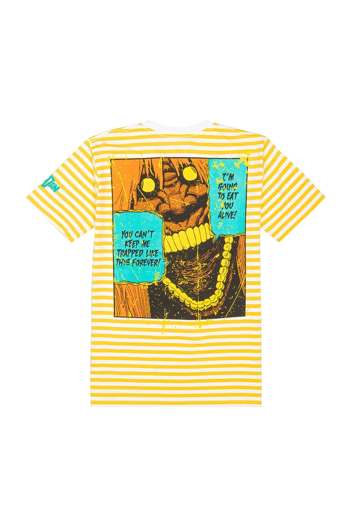 Dandadan Angry Granny Stripe Tee - Yellow/White