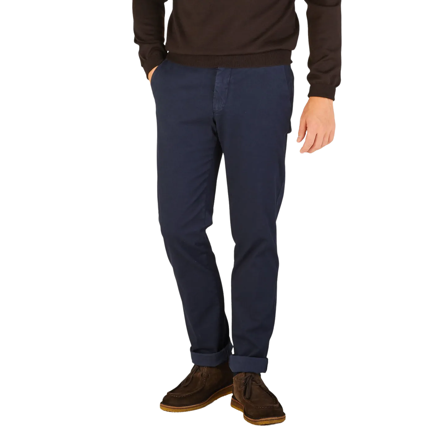 Dark Blue Cotton Stretch Chinos