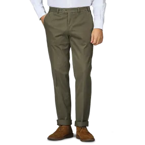 Dark Green Cotton Stretch Regular Fit Chinos