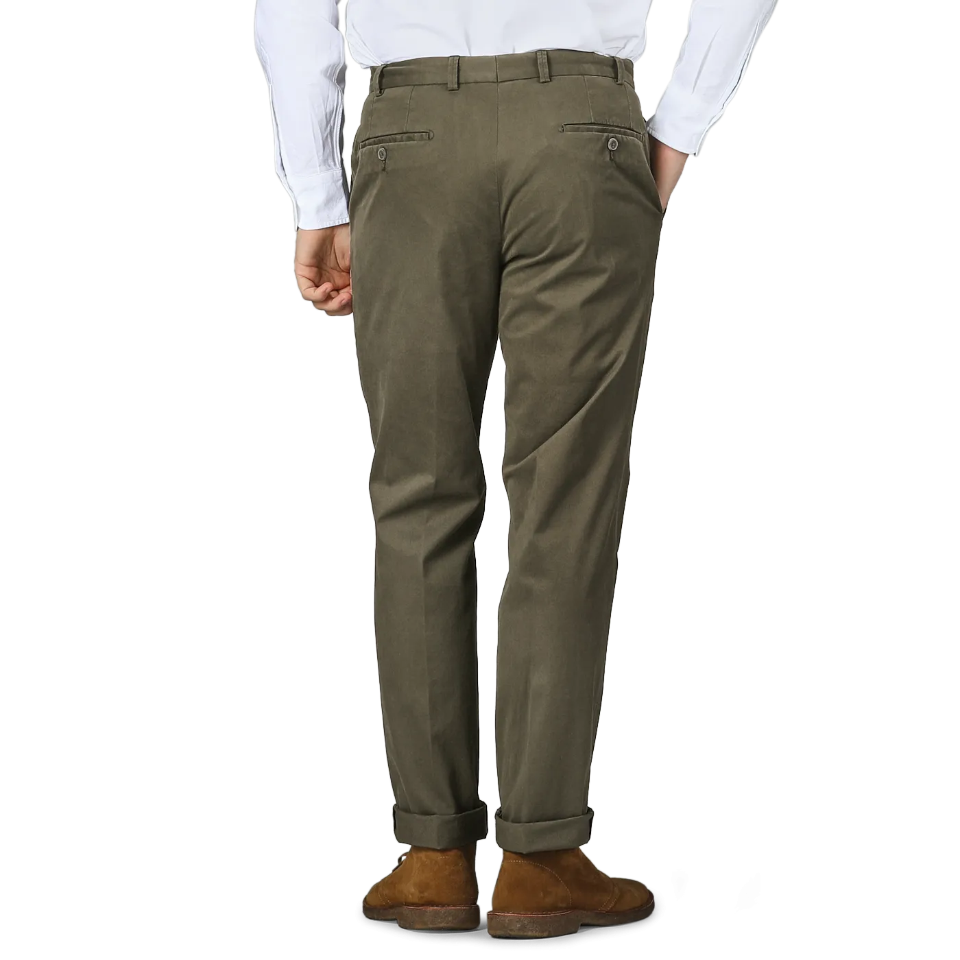 Dark Green Cotton Stretch Regular Fit Chinos