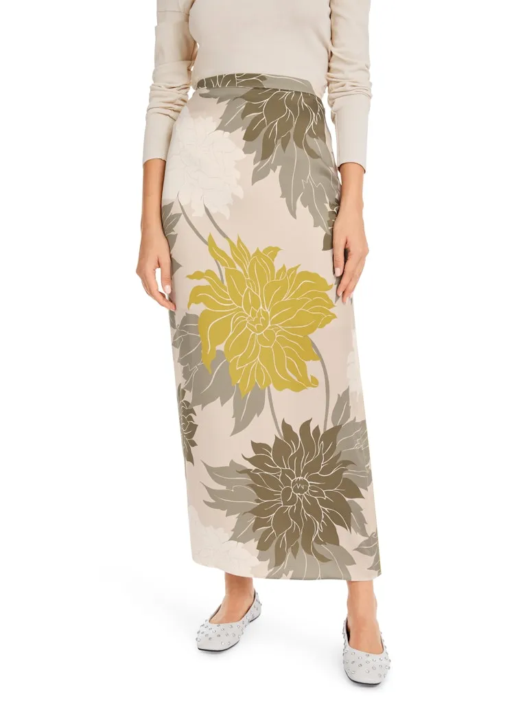 Deep Pearl Noble Print Silk Maxi Skirt