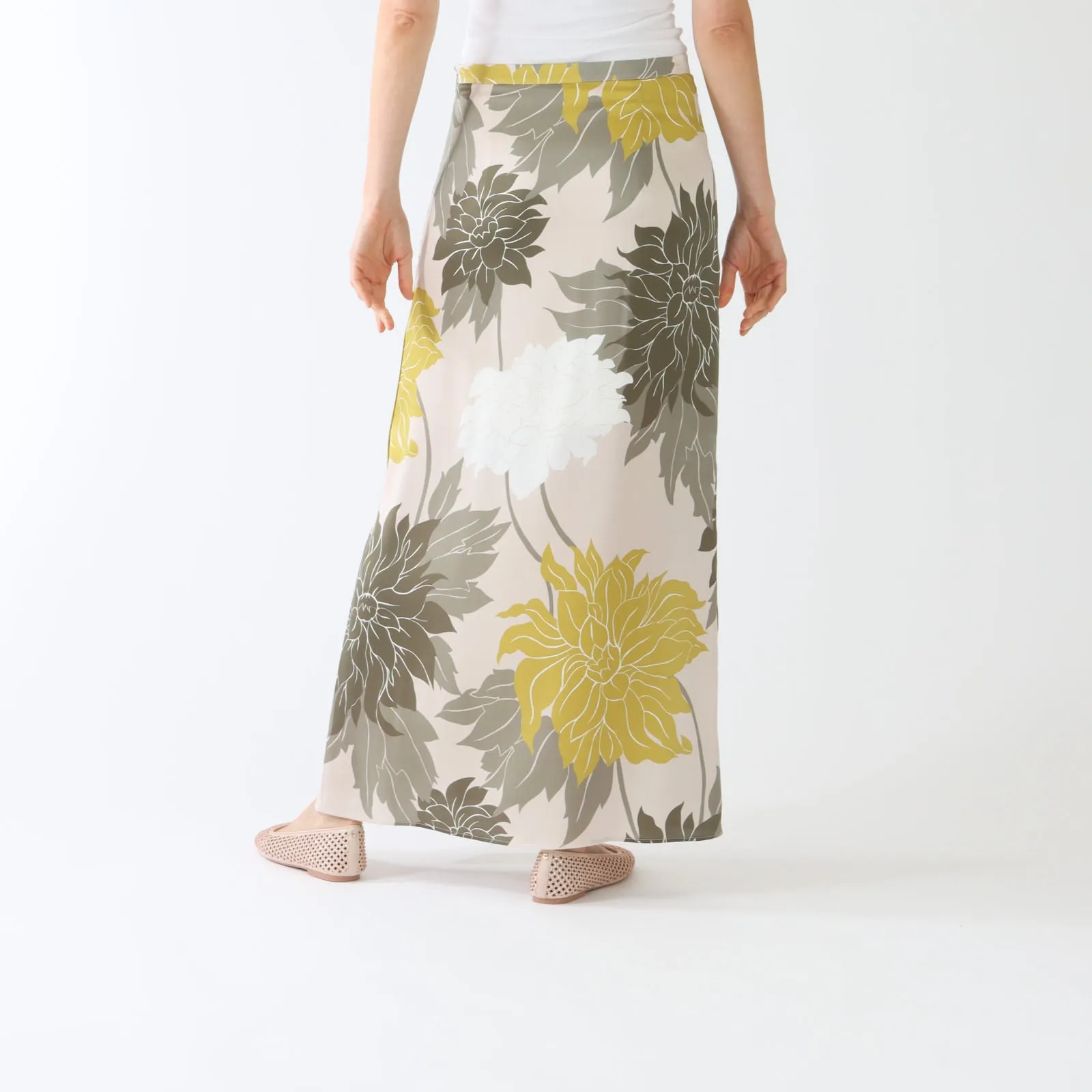 Deep Pearl Noble Print Silk Maxi Skirt