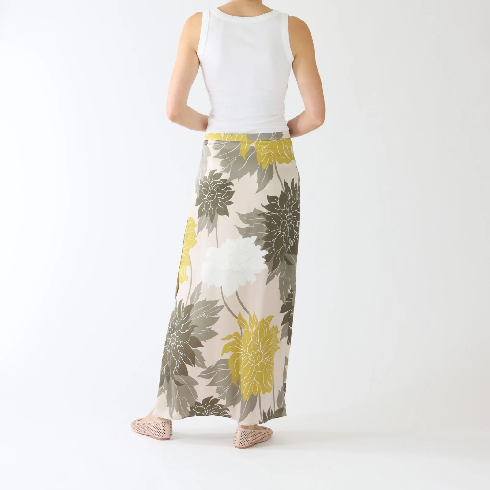 Deep Pearl Noble Print Silk Maxi Skirt