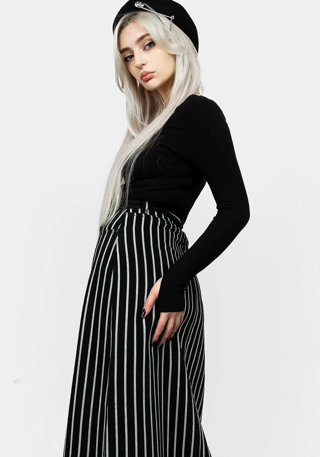 Deranged Stripe Denim Maxi Skirt