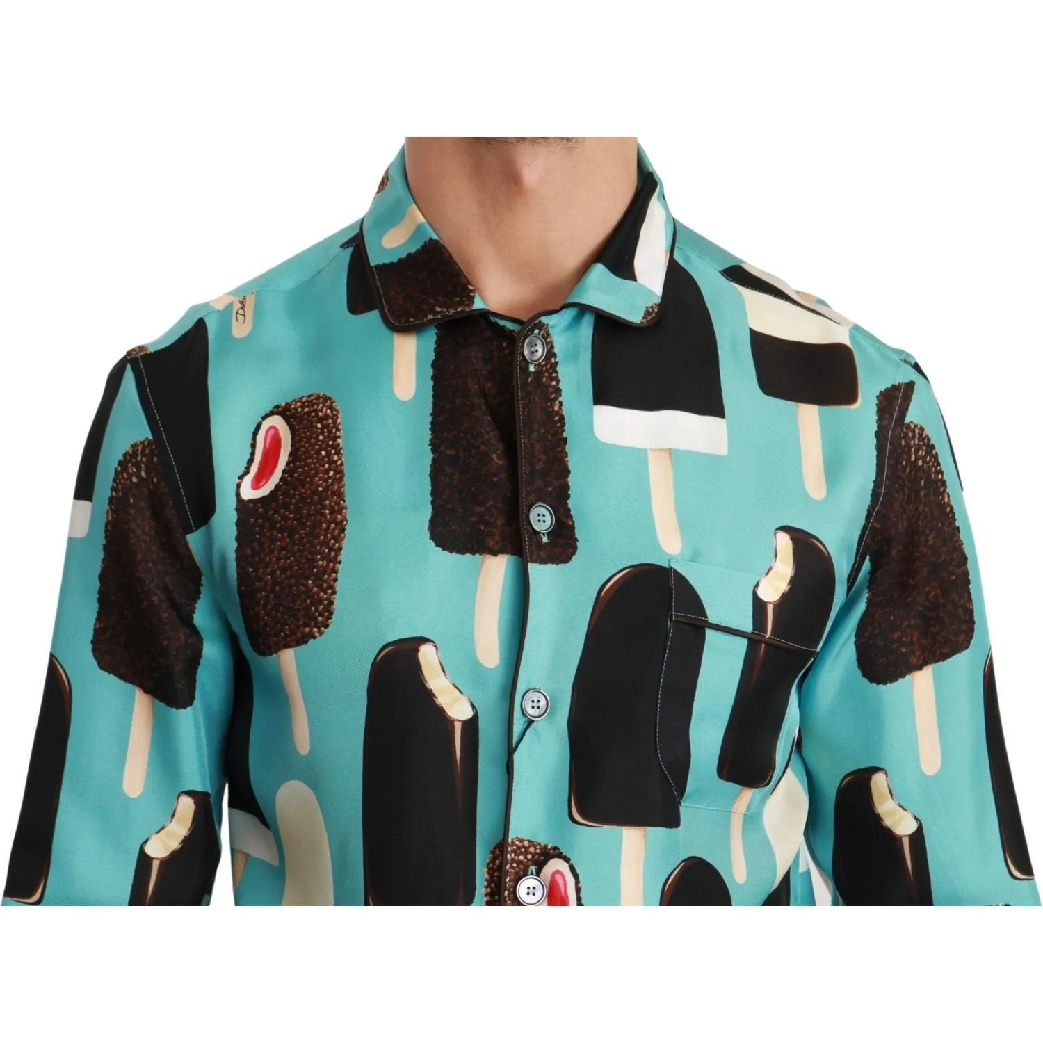 Dolce & Gabbana Exclusive Silk Blend Ice-Cream Print Shirt