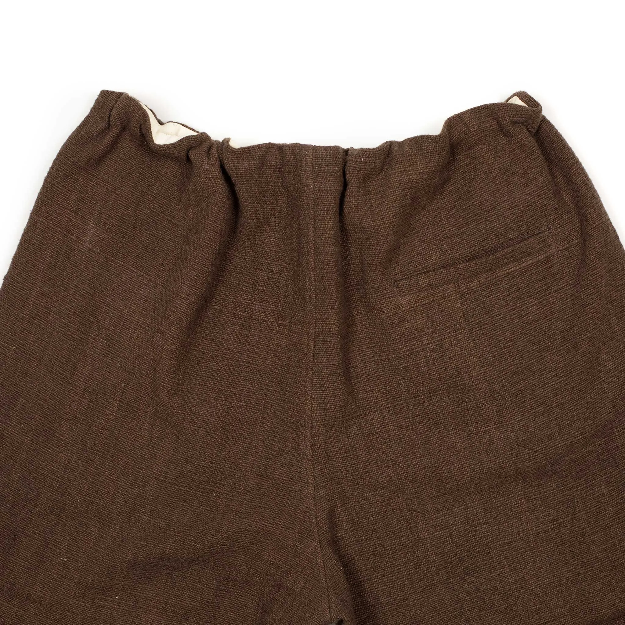 Drawstring tapered trousers in burnt umber cotton basketweave