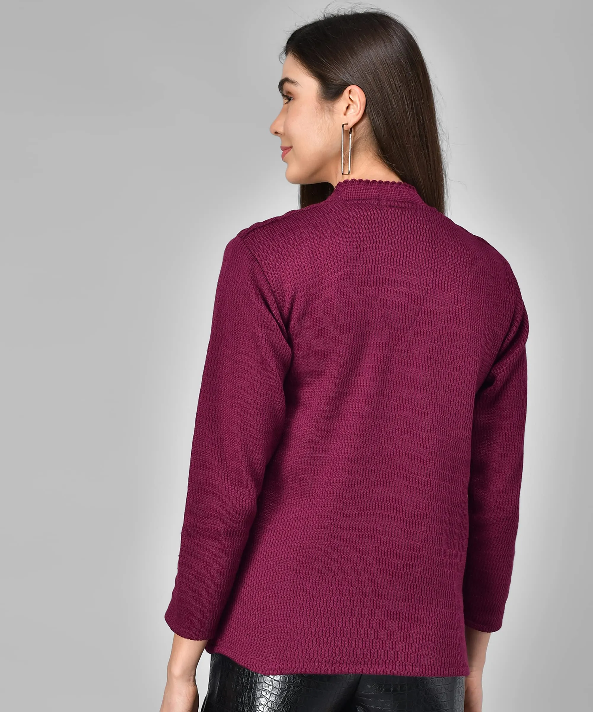 eKools Women's Wool Blend V-Neck Sweater (2626_Purple_2XL)