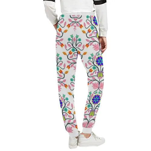 Floral Beadwork Four Clans White Women's Sweatpants