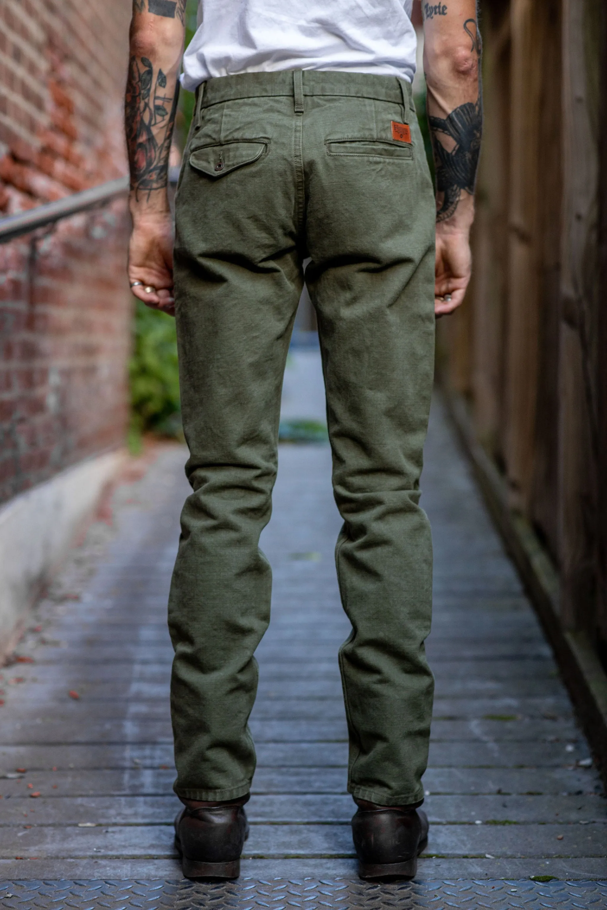 Freenote Cloth Workers Chino Slim Fit - 14oz Slub Army Green