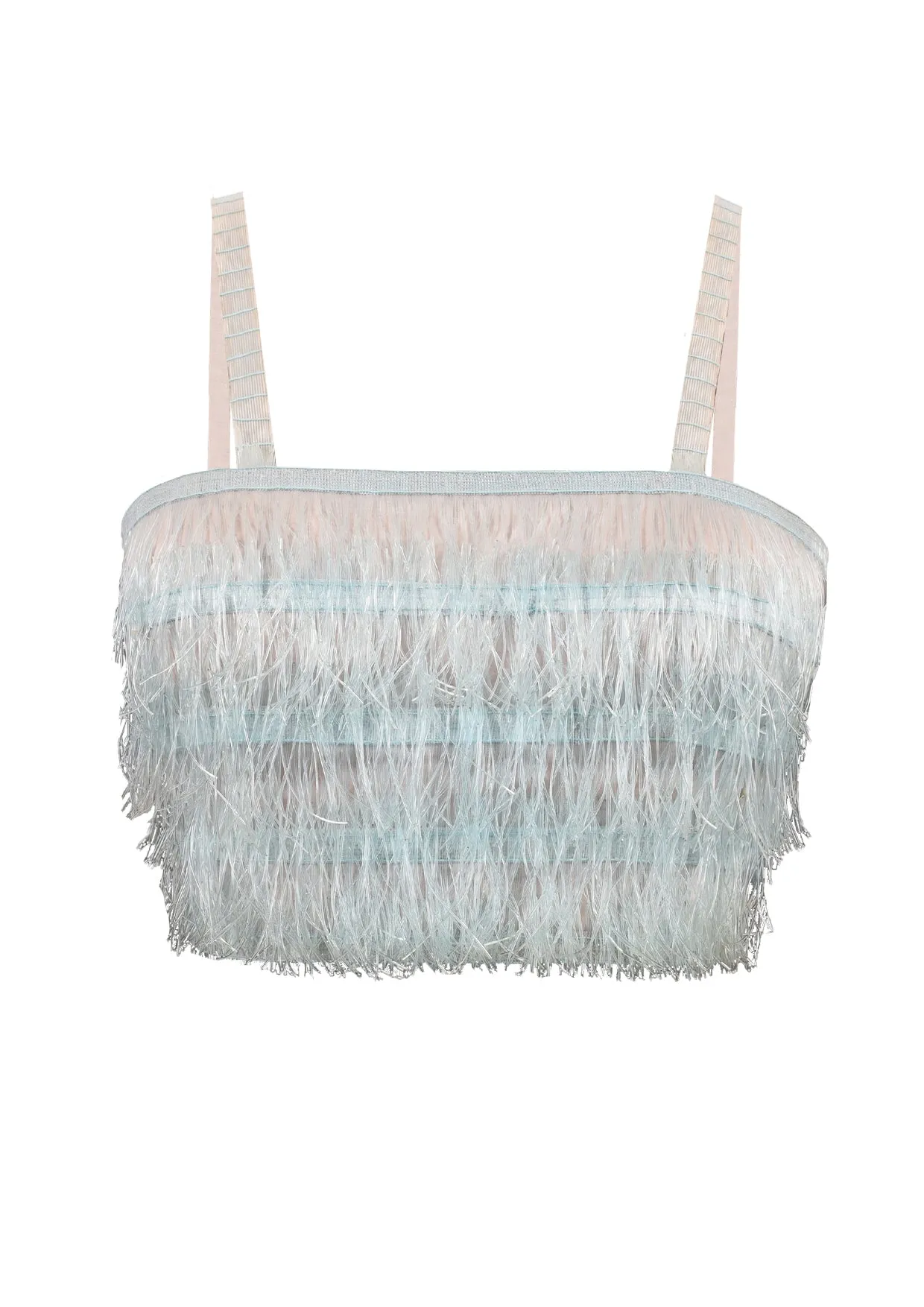 Fringed Bustier Satin Crop Top