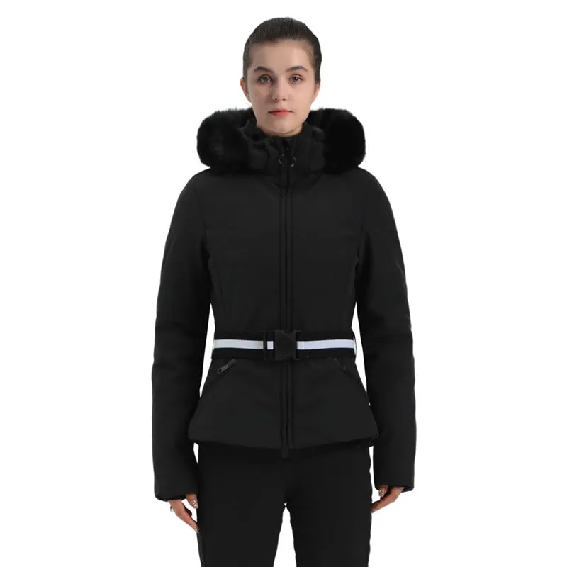 Fur Collar Ski & Snowboard Puffer Jacket with Detachable Hat