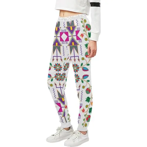 Geometric Floral Fall-White Women's Sweatpants