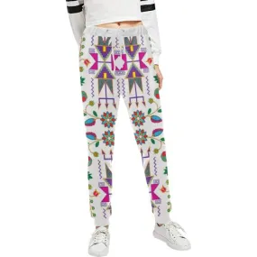 Geometric Floral Fall-White Women's Sweatpants