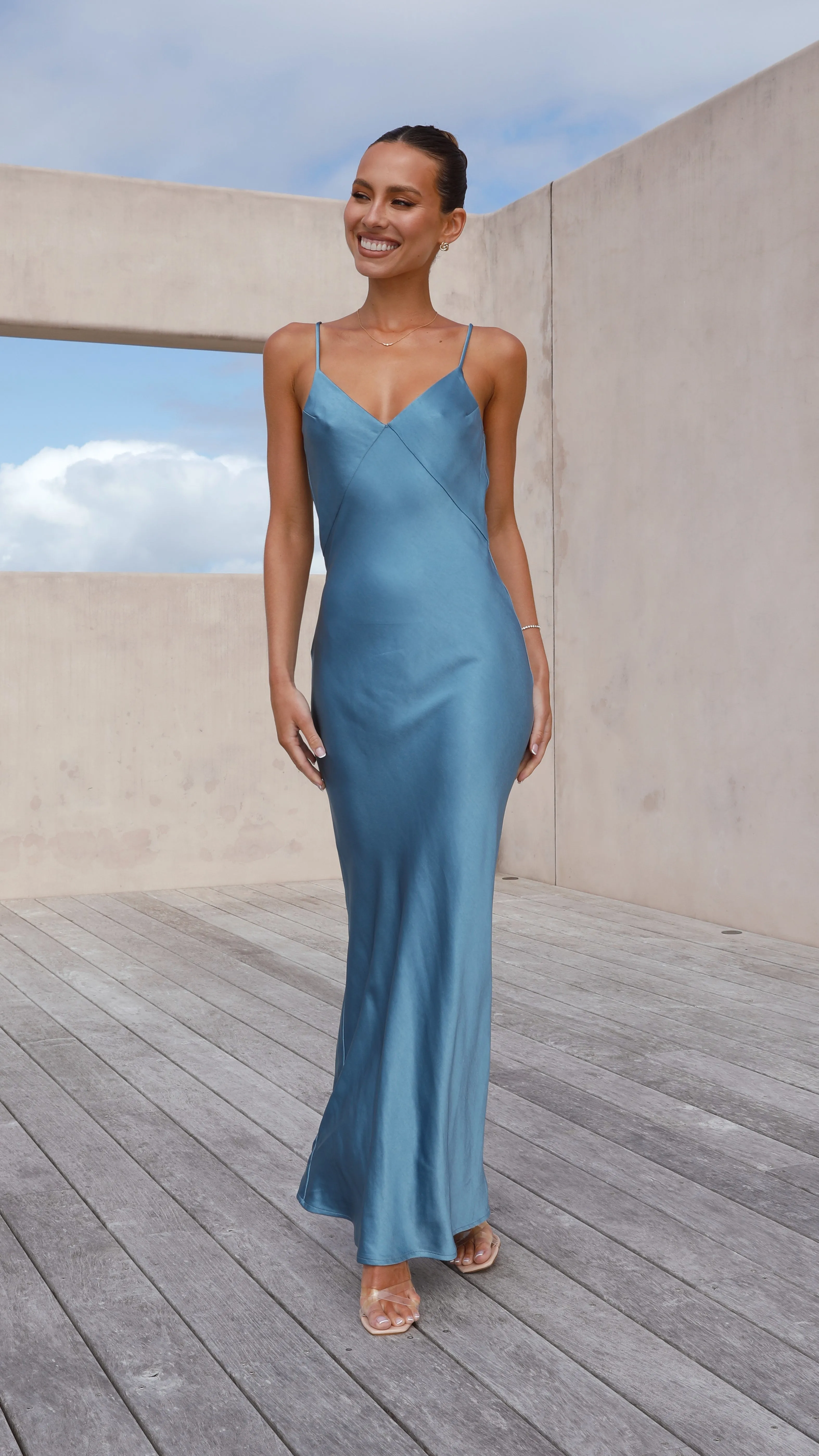 Gisella Maxi Dress - Steel Blue