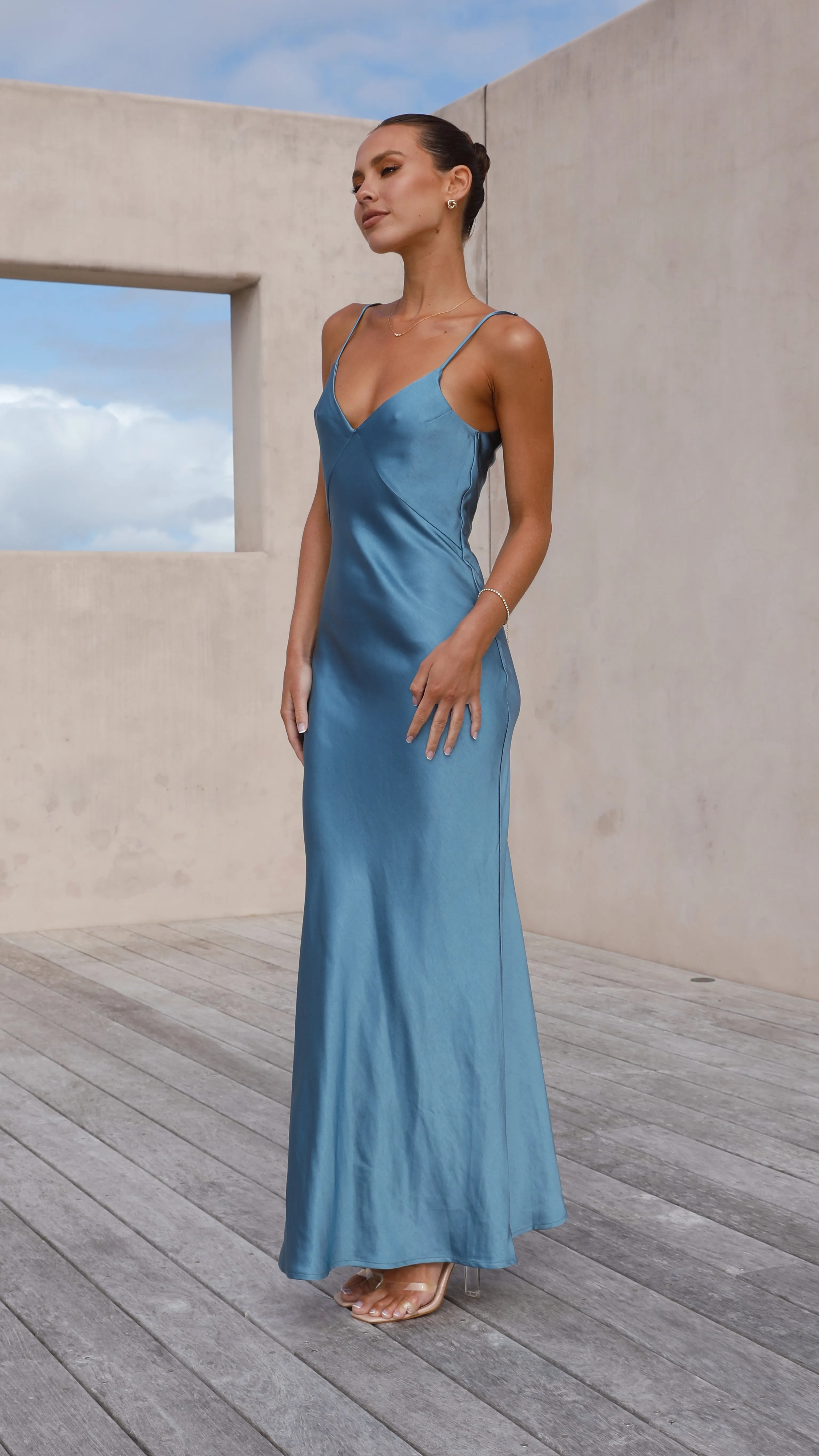 Gisella Maxi Dress - Steel Blue