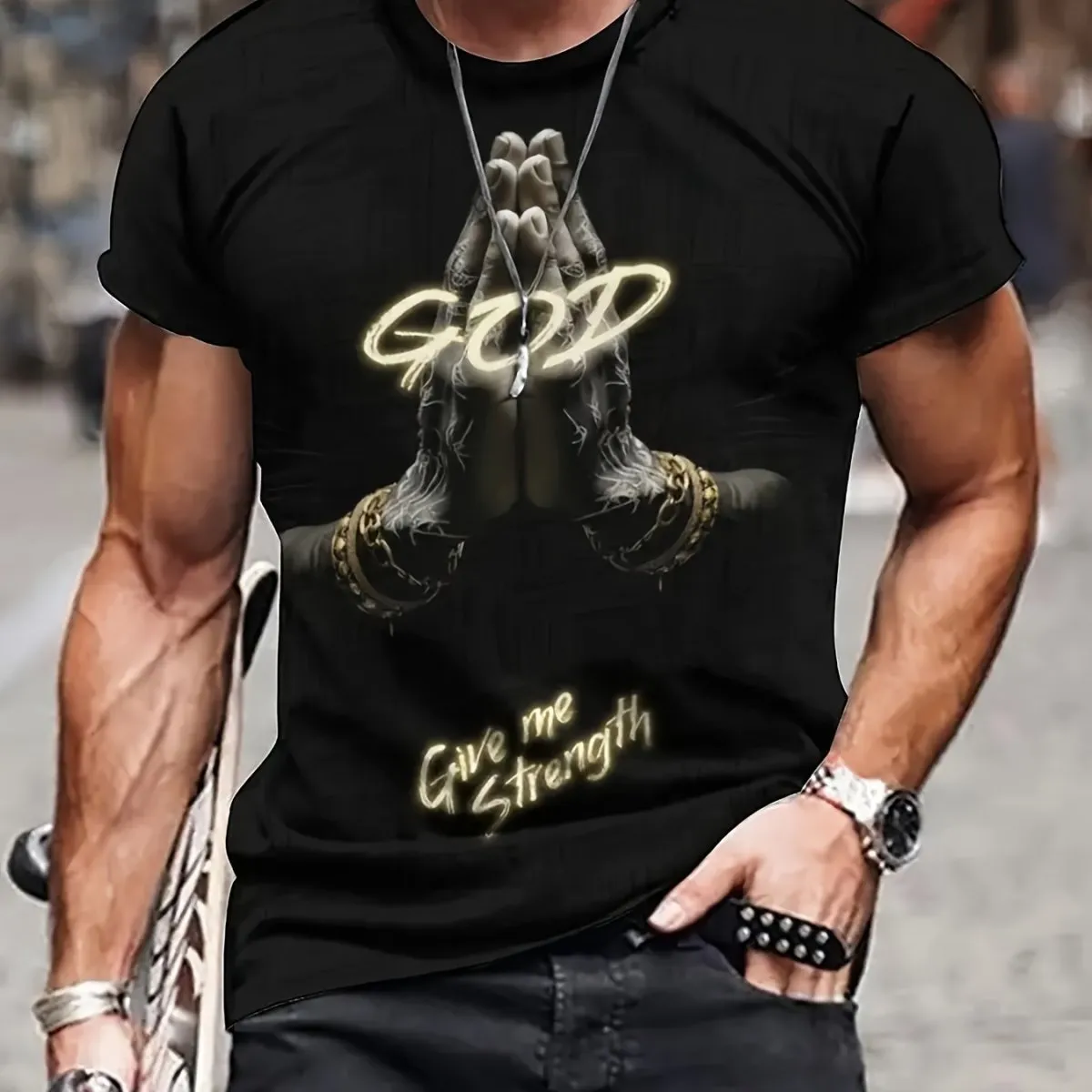 God Gives Me Strength Graphic T-shirt