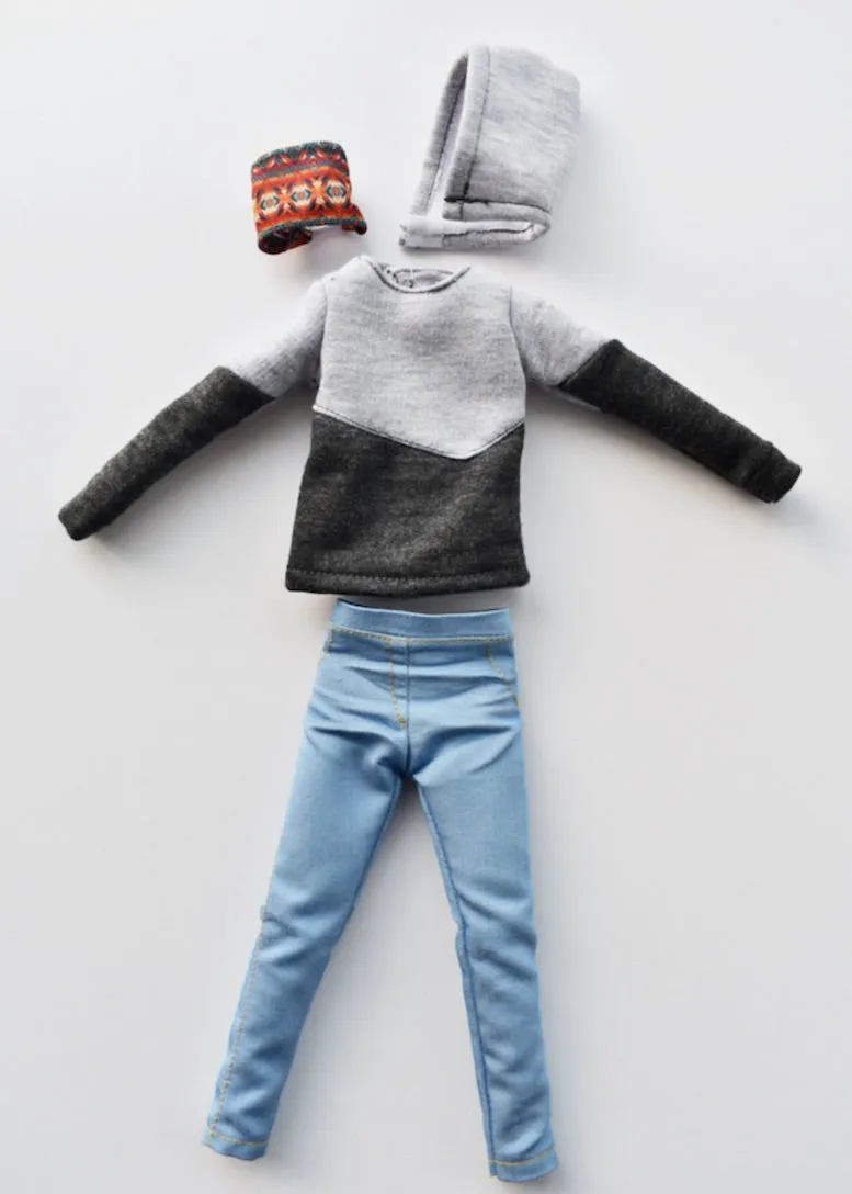 Gray Day Chillin’ Hoodie Sweater with Aztec Gaiter Fashion Pack