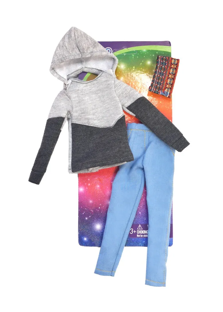 Gray Day Chillin’ Hoodie Sweater with Aztec Gaiter Fashion Pack