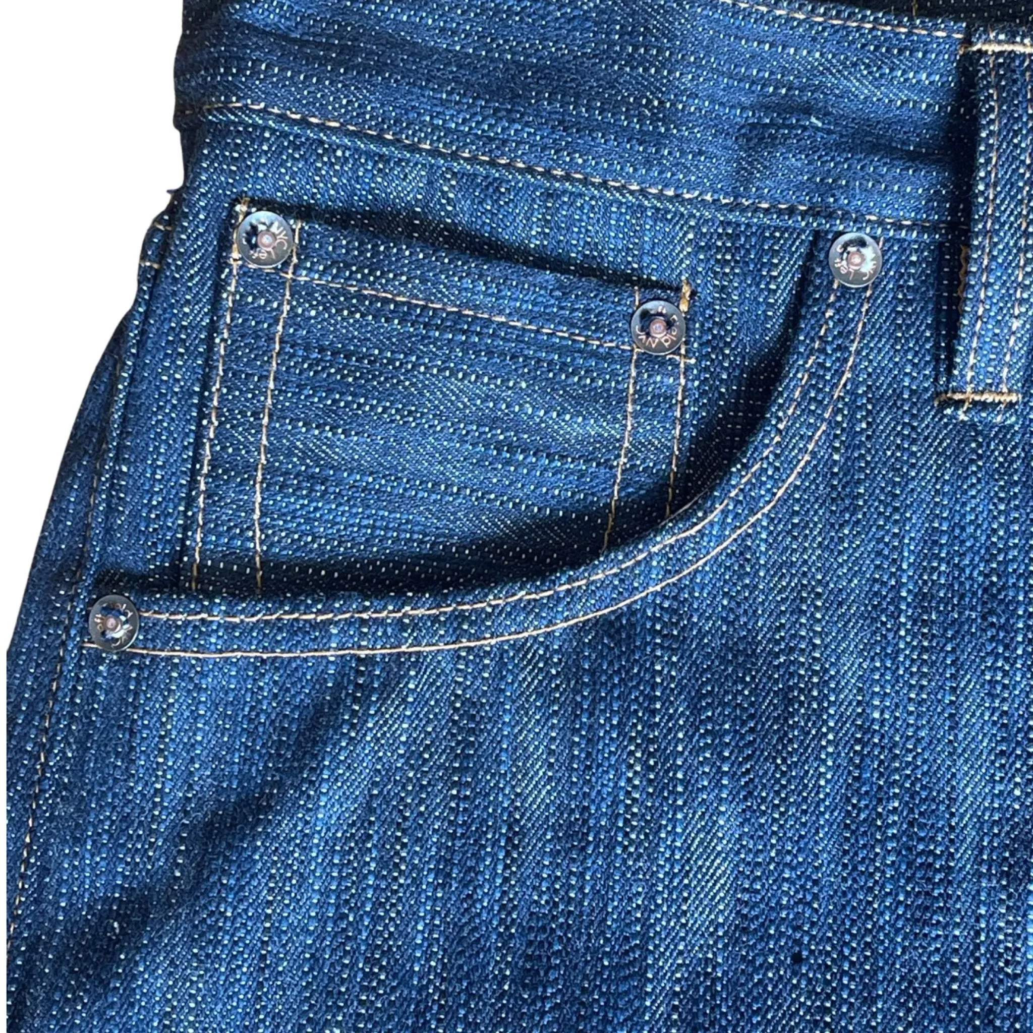 Greaser Tokushima Shoai Hank Dyed denim (Natural plant dyed Indigo)  Size up 2 sizes!