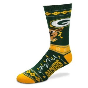 Green Bay Packers Sweater Stripe Men's Holiday Socks