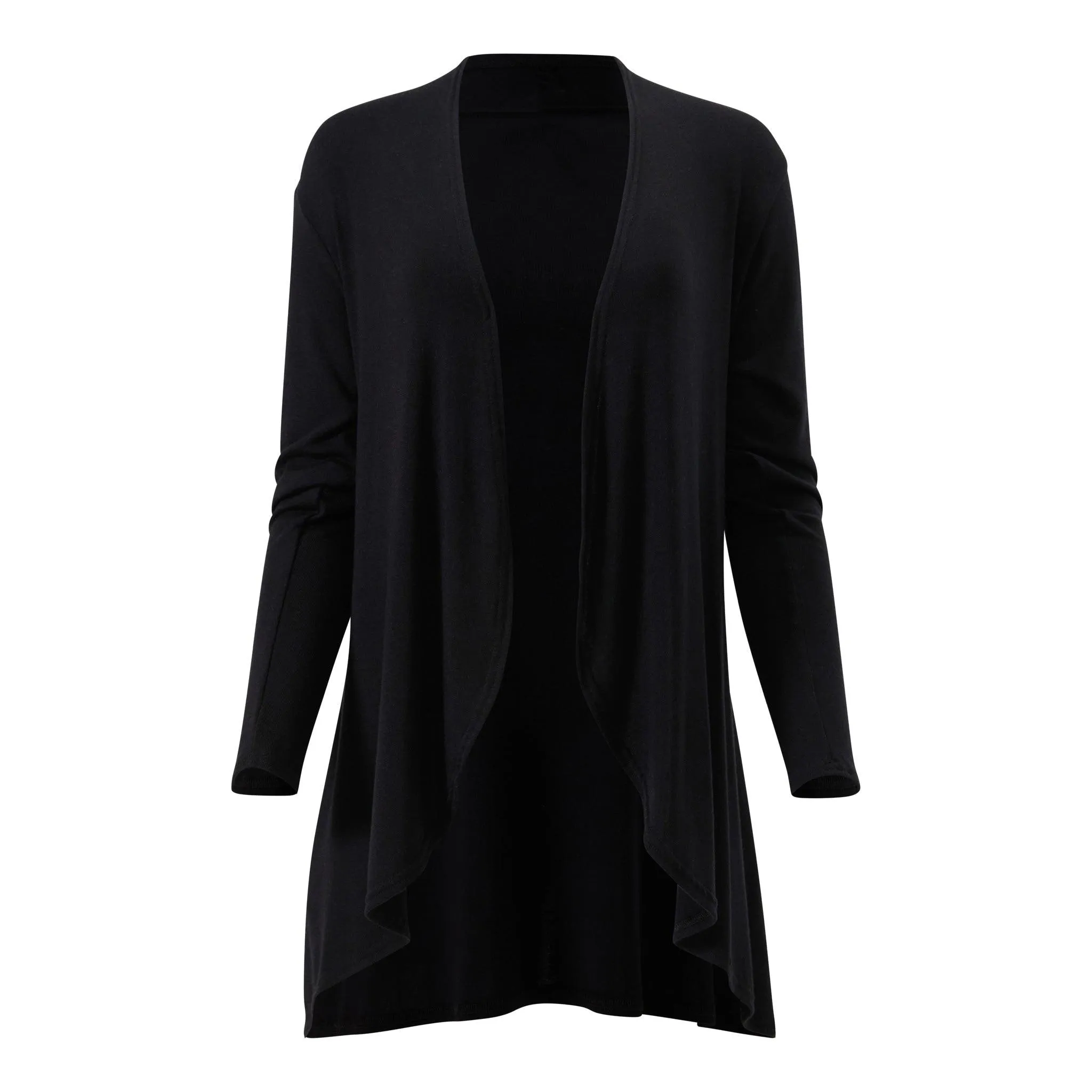 Hampton Open Front Travel Cardigan with Pockets in Eco-Cashmere Jet Black