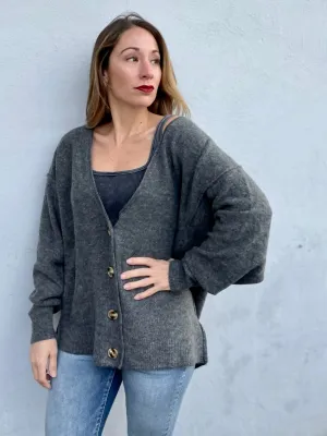 Hannah Thin Cardigan - Charcoal