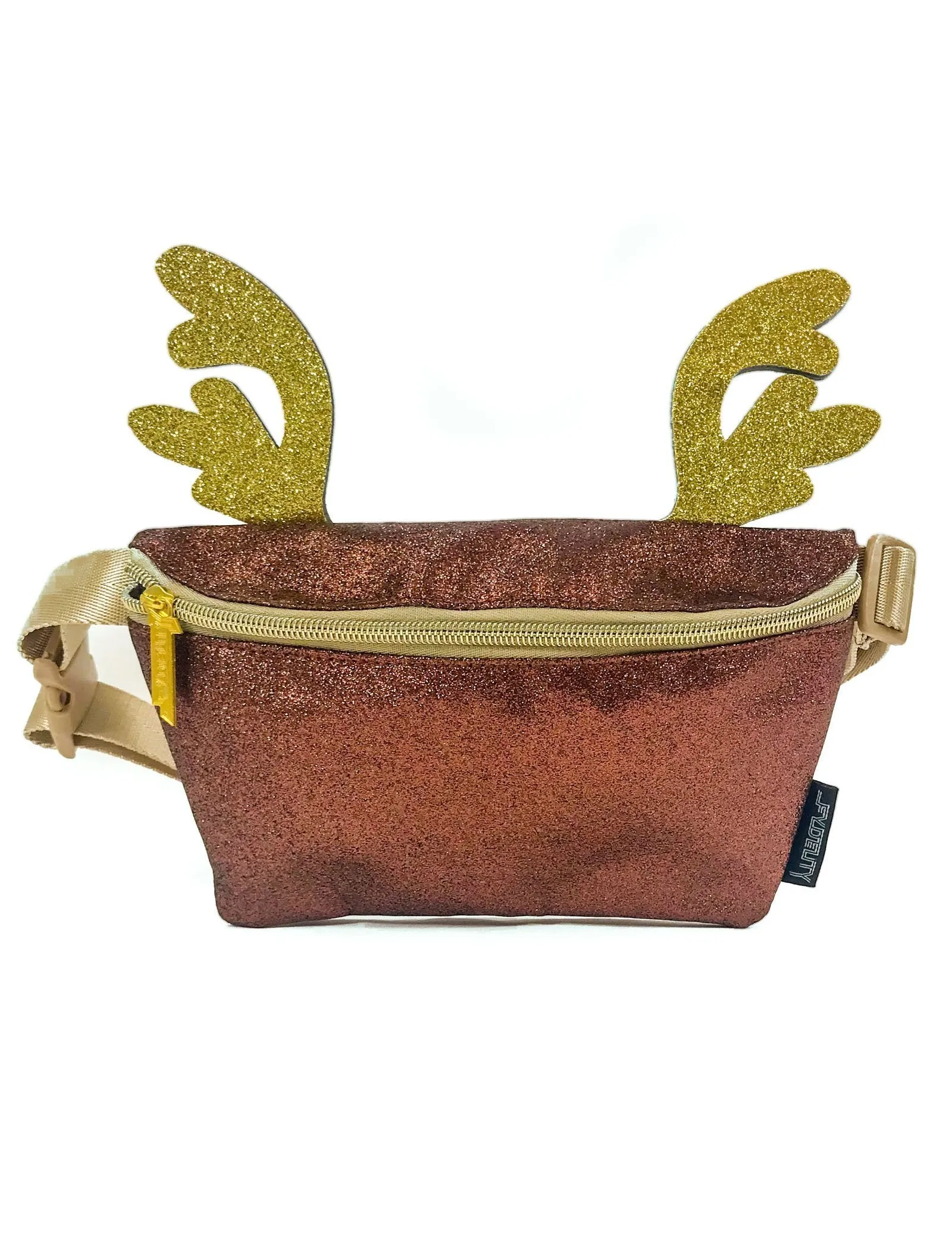 HOLO.DAZE Fanny Packs- Glitter Reindeer Brown & Gold