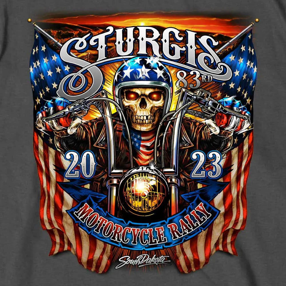 Hot Leathers SPB1068 Men’s Charcoal 2023 Sturgis # 1 Design America T-Shirt