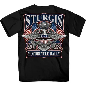 Hot Leathers SPB1108 Men’s 2023 Sturgis Vintage Patriot Black T-Shirt