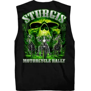 Hot Leathers SPB3001 Men's Black Sturgis 2022 Skull Riders Sleeveless Shirt