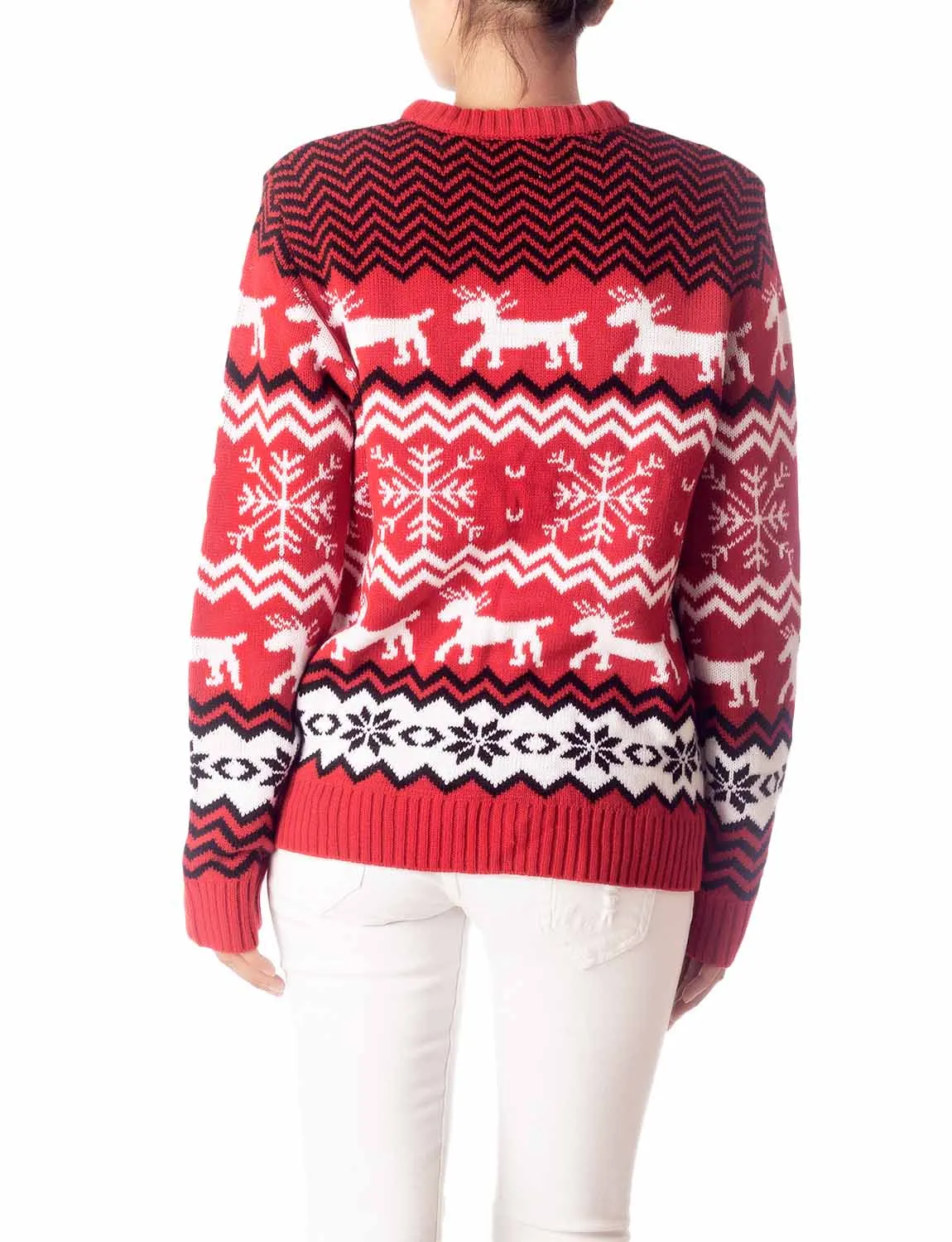 iB-iP Women's Casual Christmas Reindeer Long Sleeve Top Pullover Sweater