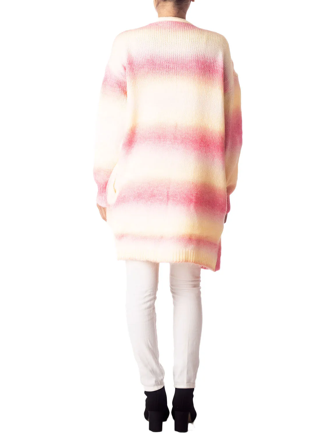 iB-iP Women's Gradient Multicolor Sweater Loose Oversized Long Sleeve Cardigan